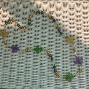 Mardi Gras Beaded Holiday Necklace with Fleur-de-Lis